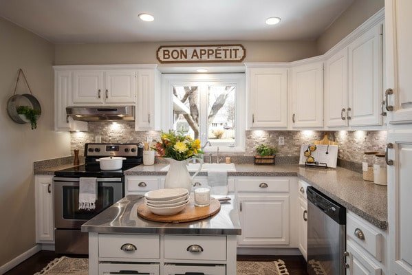 Modern kitchen staged by Binkoetter Realtors